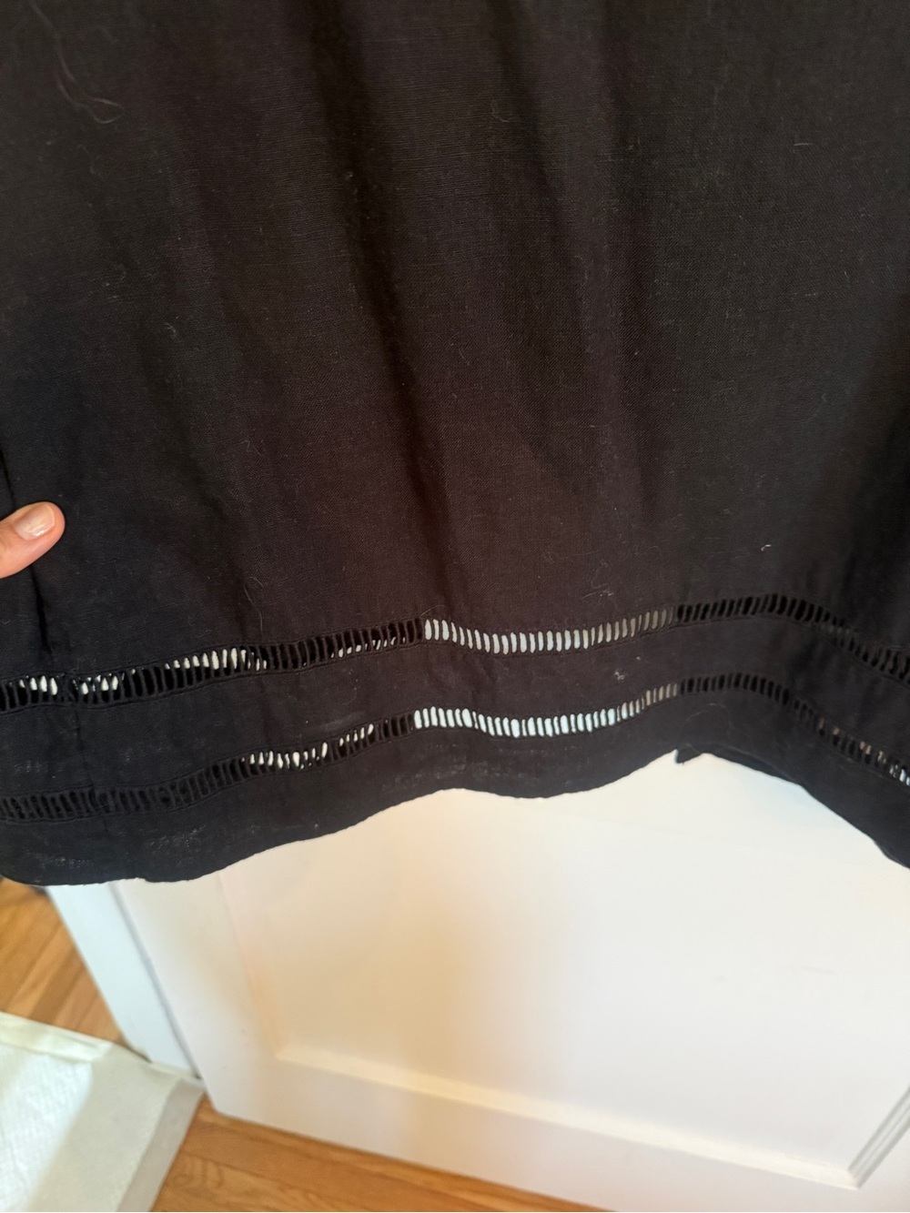 Abercrombie & Fitch Strapless Black Linen Midi Dress with Ladder Stitch - Picture 7 of 8